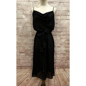 Vintage BILLY JACK FOR HER Sheer Black Spaghetti Strap Dress Tie Waist Size S